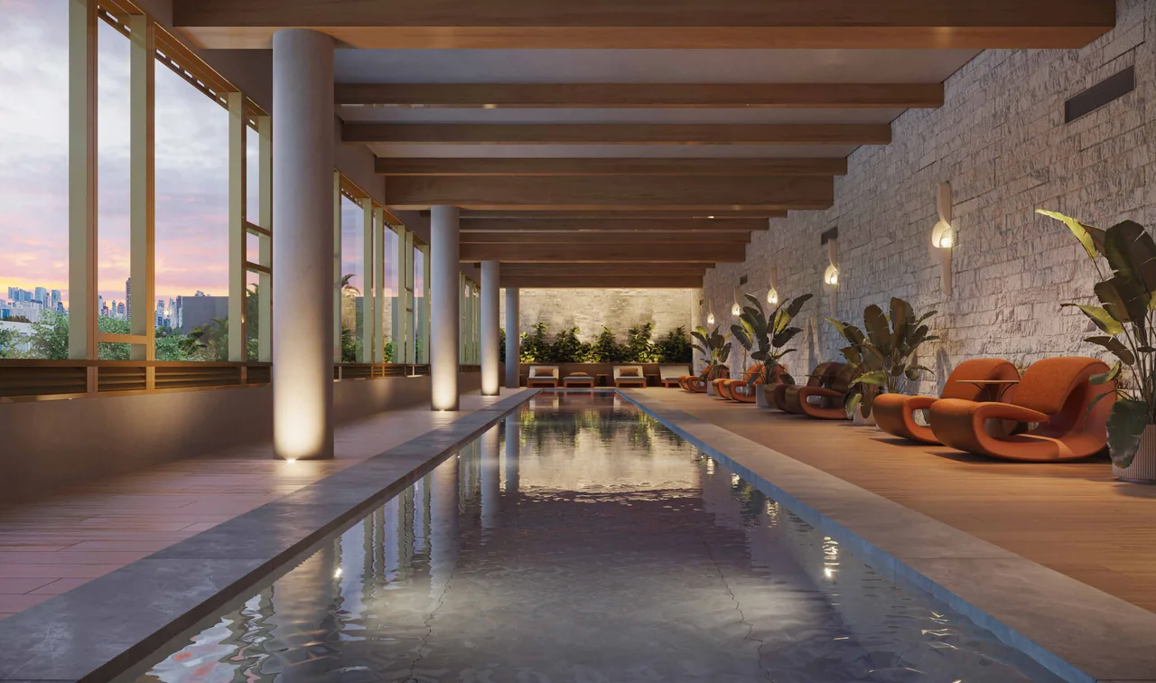 Perspectiva artística — Piscina coberta com raia de 25 m, NID Alphaville