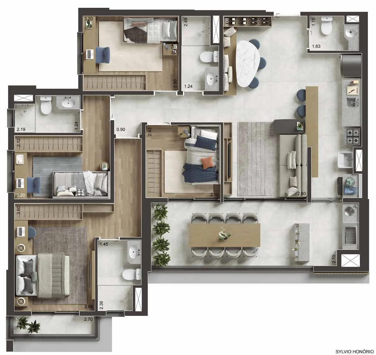 NID Alphaville — apartamento 107 m². Depósito: do 13º ao 27º pavimento da Lumière e do 15º ao 27º da Elysée, conforme o book. Personalizações dependem das condições vigentes.